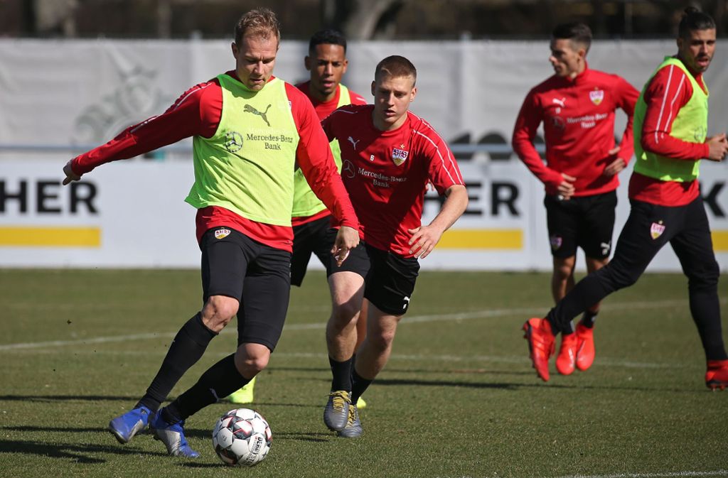 Badstuber geht mit seiner Situation professionell um und trainiert weiter engagiert wie in dieser Einheit am 12. März 2019. Insgesamt stehen bis jetzt 164 Bundesliga-Spiele für ihn zu Buche.
