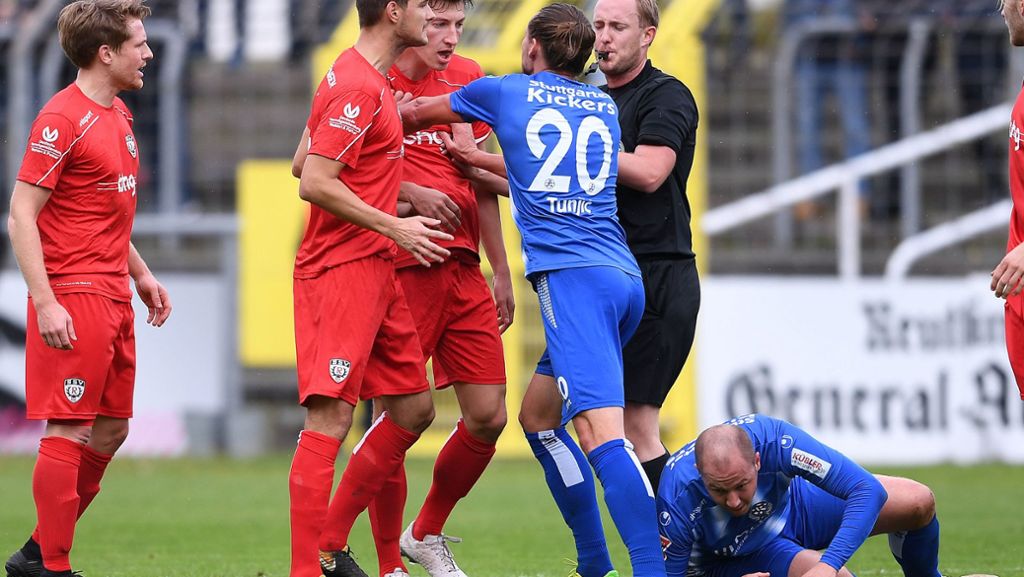  Fußball-Oberligist Stuttgarter Kickers hat beim SSV Reutlingen immerhin ein 2:2 geholt. Torjäger Mijo Tunjic und seinem elften Saisontor sei Dank. 