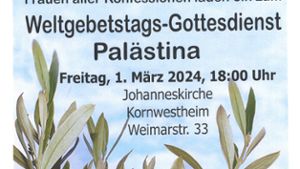 Kornwestheim: Weltgebetstag am 1. März, 18 Uhr, Johanneskirche