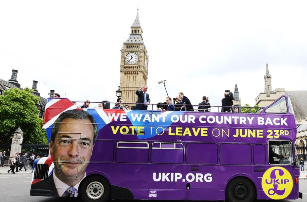 Nigel Farage – einer der populären Brexit-Befürworter – reist mit seinem Bus kreuz und quer durch England. „Wir wollen unser Land zurück“, lautet einer der Slogans der Ukip-Chefs.