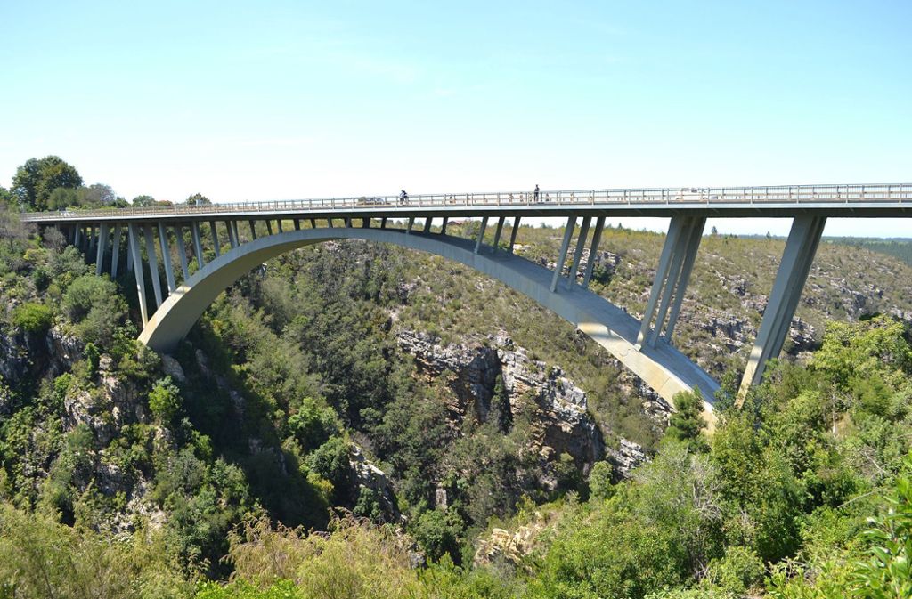 Die Paul-Sauer-Brücke (1954-1956) ist ist eine Straßenbrücke, die in der Provinz Ostkap (Südafrika) die Schlucht des Storms River überquert. Sie ist 192 Meter lang und 123 Meter hoch.