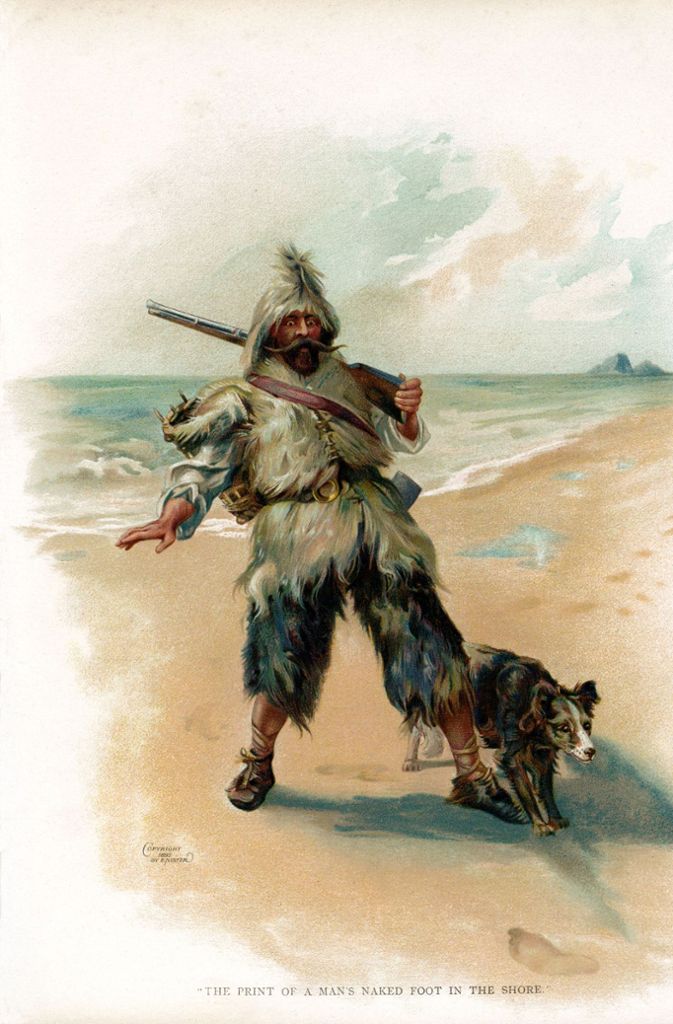 Robinson Crusoe in einer Illustration aus dem Jahr 1895