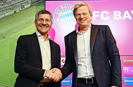 Herbert Hainer (li.) ist Präsident des FC Bayern, Oliver Kahn löst bald Karl-Heinz Rummenigge als Vorstandschef der AG ab. Foto: dpa/Sven Hoppe
