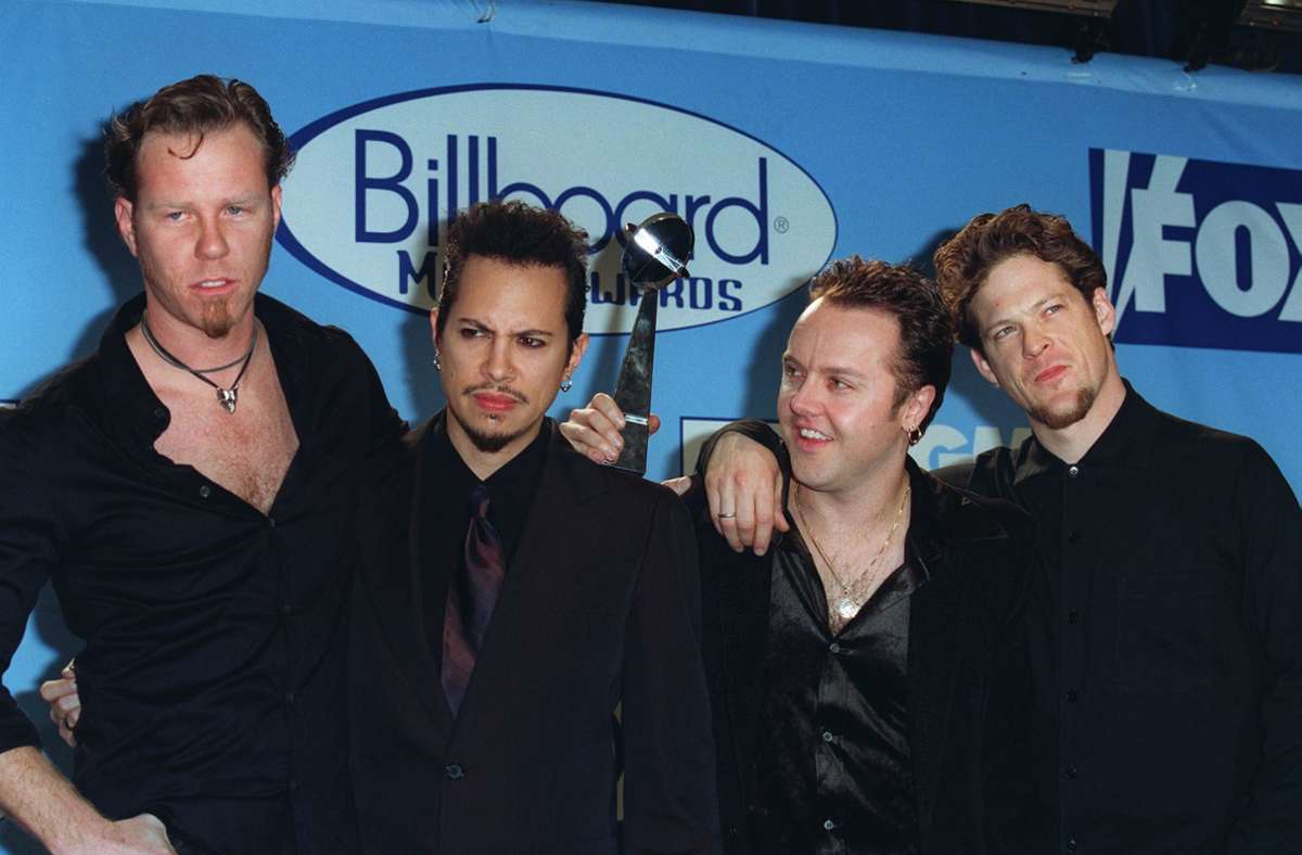 Metallica 1998 im Popstar-Look (von links): Hetfield, Hammett, Ulrich und Newsted