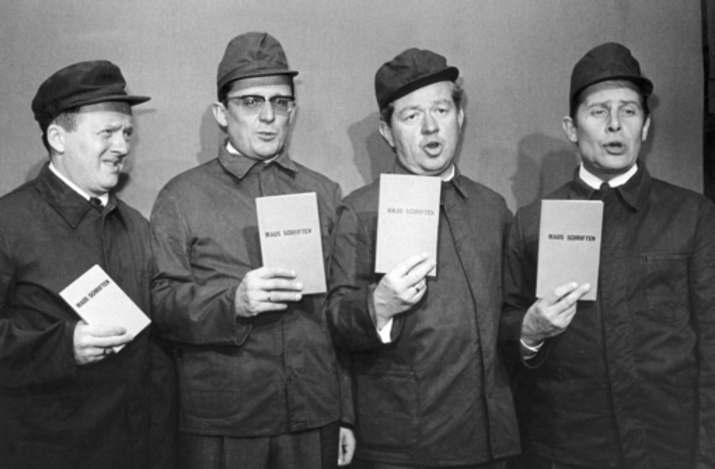 1967: Die Münchner Lach- und Schießgesellschaft mit Hans J. Diedrich, Dieter Hildebrandt, Klaus Havenstein und Jürgen Scheller (von links).