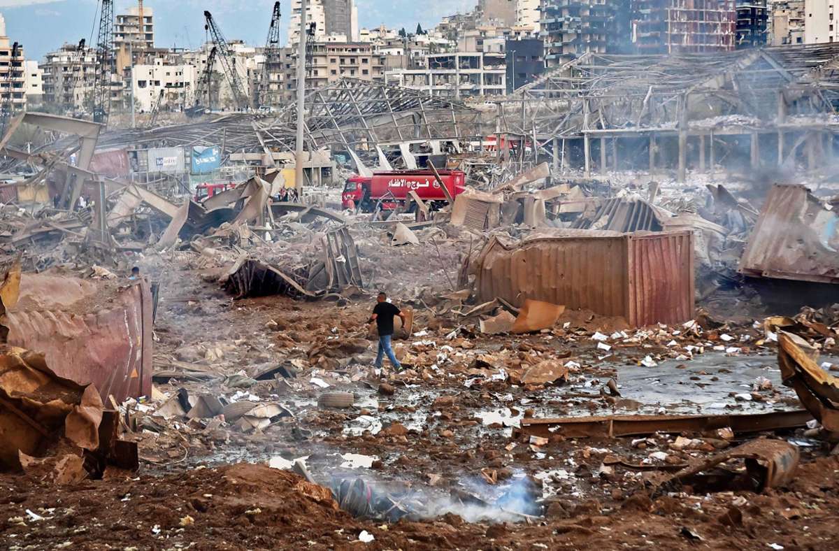 Das Hafengelände Beiruts ist fast vollständig zerstört.