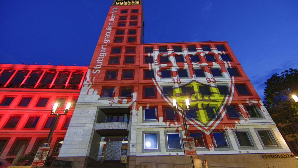 Stuttgart gratuliert dem VfB: Rathaus erstrahlt eine Nacht in Weiß-Rot