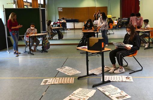 Patrizia Grillos EZ-Zirkeltraining  bringt Schülern die Zeitung näher. Foto:  