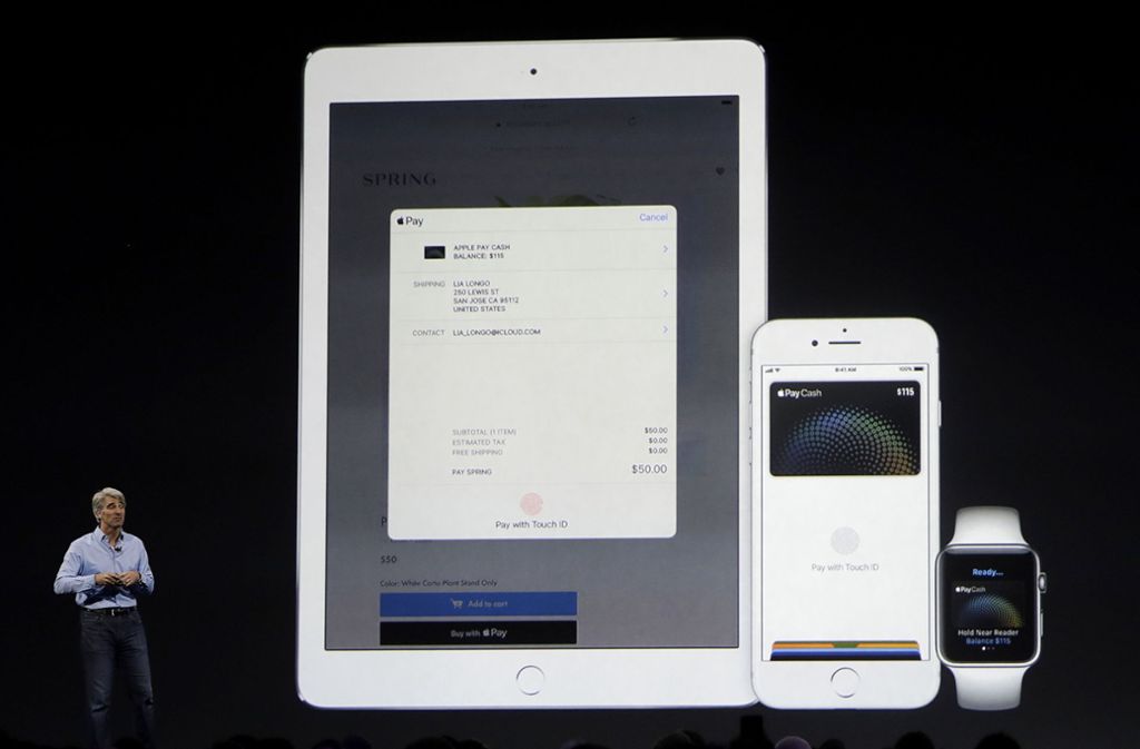 Wesentliche Gadgets der Apple-Produktfamilie: iPad, iPhone und Apple Watch.
