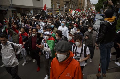 Am 15. Mai wurde für  Palästina und gegen den Staat Israel demonstriert. Vom Marienplatz ging es damals in die Innenstadt. Foto: Lichtgut/Julian Rettig