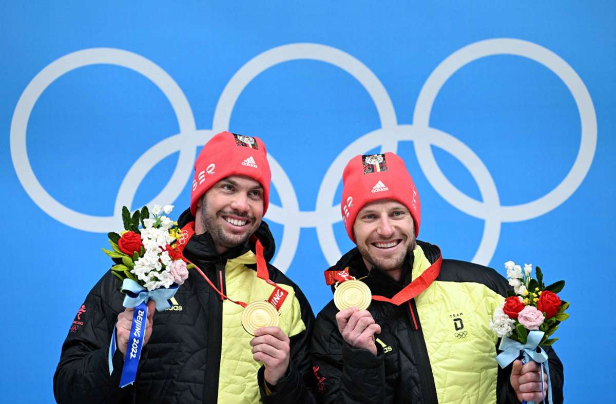 Tobias Wendl (links) und Tobias Arlt, Gold im Rodel-Doppelsitzer
