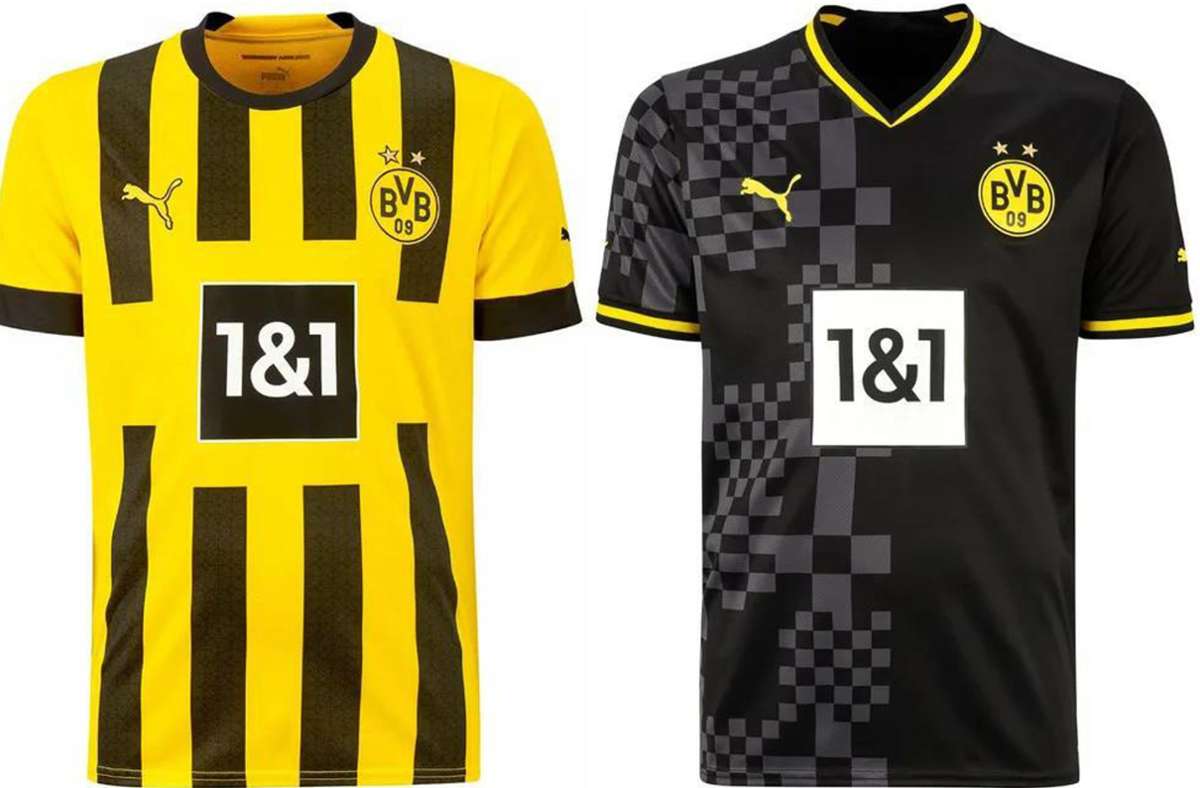Schwarz-gelb längsgestreift (heim) sowie in schwarzem Karomuster – so präsentiert sich Borussia Dortmund zur neuen Saison.
