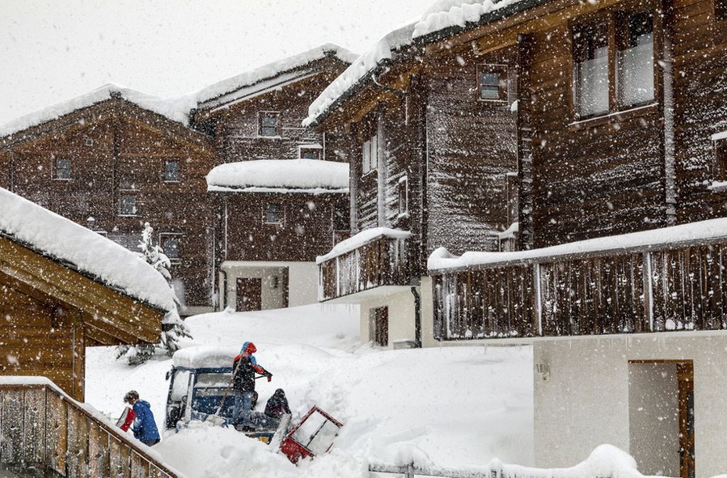 Heftige Schnefälle in Zermatt.