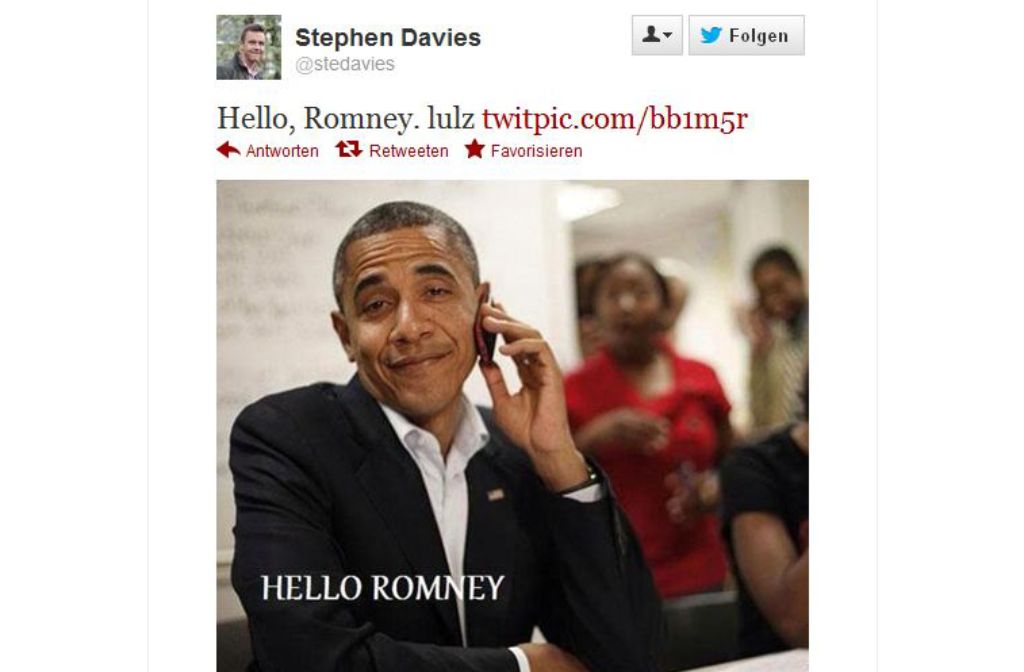 Obama Anhänger verteilen auf Twitter Seitenhiebe in Richtung Romney.