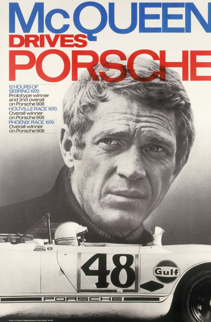 Als der bekannte Schauspieler und Vollblut-Motorsportler Steve McQueen 1970 zusammen mit Peter Revson auf einem Porsche 908 den zweiten Platz im Gesamtklassement beim berühmten 12-Stunden-Rennen von Sebring belegt, fördert das den weltweiten Absatz des 911 ebenso wie der im gleichen Jahr auf den Markt gebrachte Filmklassiker „Le Mans“, in dem Steve McQueen als Held hinter dem Volant eines Porsche 917 agiert.
