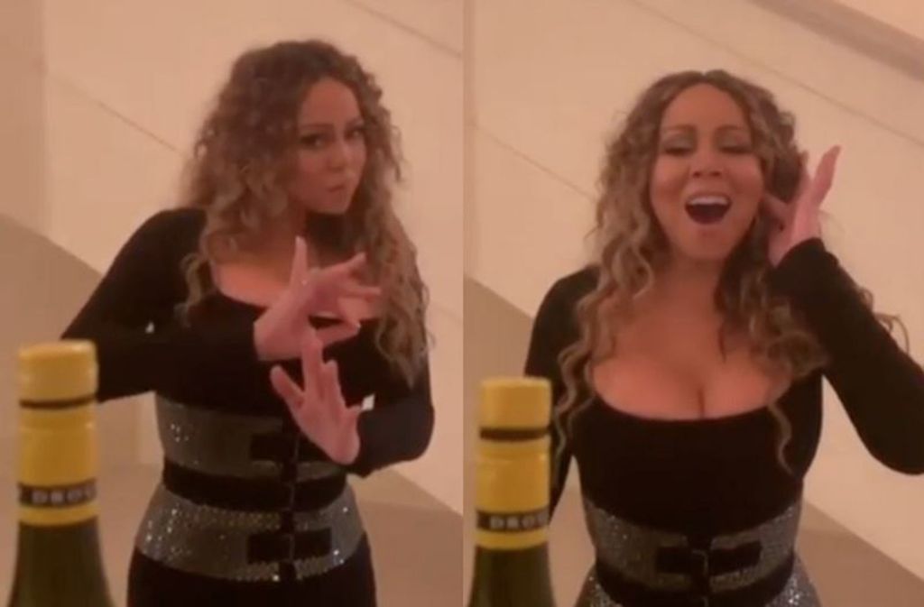 Mariah Carey zeigte in einem Clip ebenfalls, wie sie den Verschluss einer Flasche löst - allerdings mit ihrem hohen Gesang. Foto: Screenshot