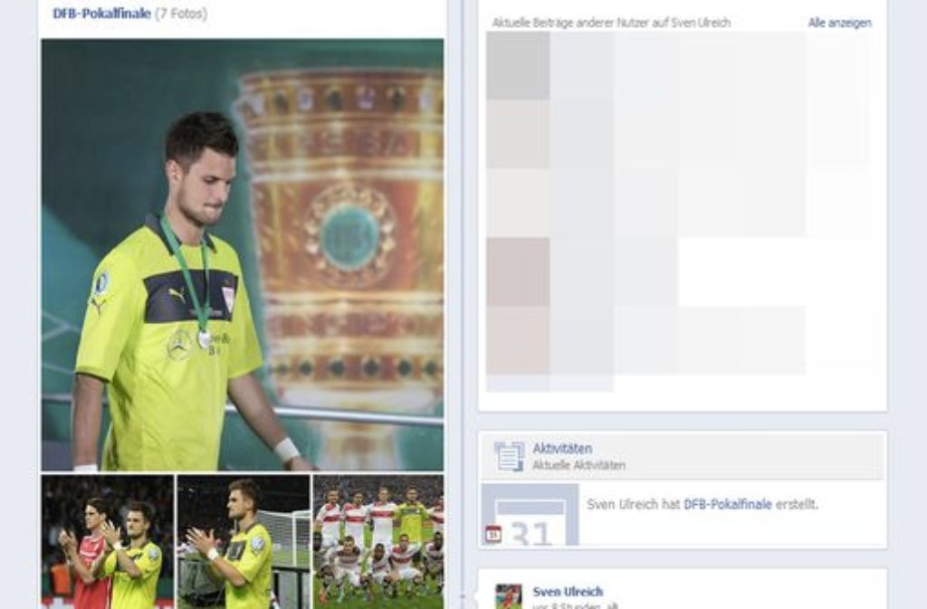 ... Facebook-Kommentar von VfB-Keeper Sven Ulreich, der am Sonntag gleich Fotos aus dem Spiel auf seiner Seite postete, ließ nicht lange auf sich warten: ...