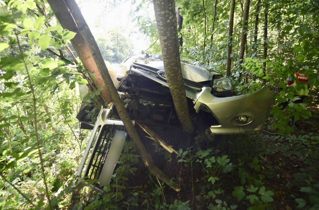 Glück im Unglück hatte die Fahrerin dieses Unfallwagens bei Kirchheim.
