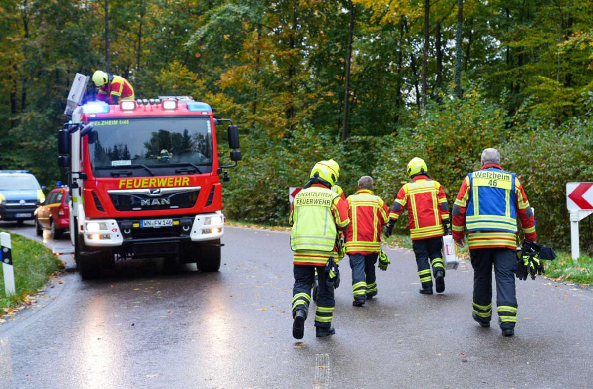 Die Freiwillige Feuerwehr Welzheim war mit 14 Einsatzkräften vor Ort.