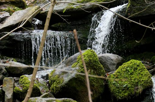 Sprudelnd bahnt sich das Wasser einen Weg durch die Steine: Die Heslacher Wasserfälle. Foto: Torsten Schöll