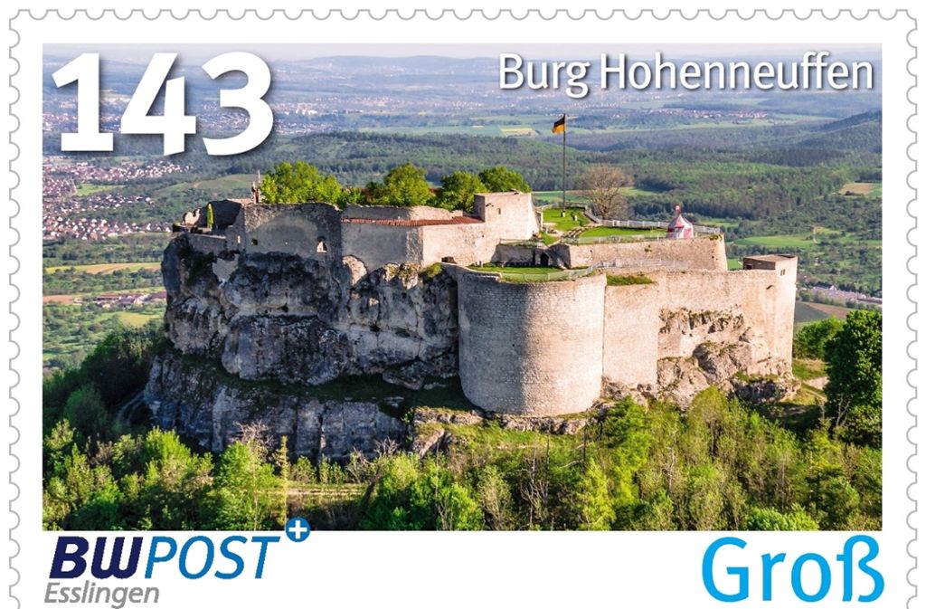 Mit der Burg Hohenneuffen lässt sich ein großer Brief frankieren.