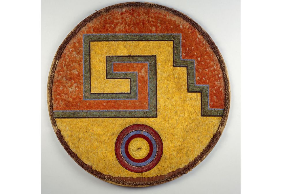 Begehrt Das aztekische Federschild Mäander und Sonne kam bereits im 16. Jahrhundert nach Stuttgart. Es befindet sich heute in der Sammlung des Landesmuseum Württemberg.