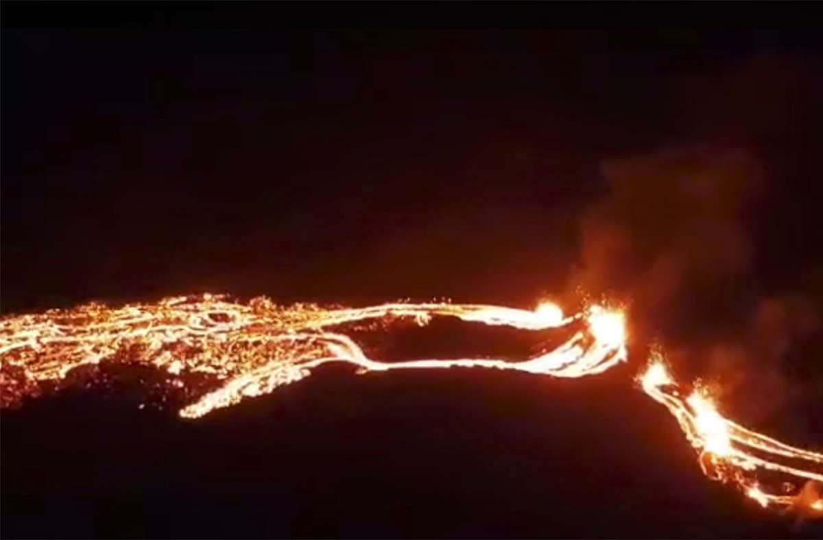 Der Vulkan Fagradalsfjall ist in der Nacht zu Samstag ausgebrochen. Foto: dpa