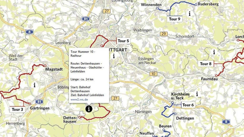 Tour de Region: Interaktive Karte für Touren rund um Stuttgart