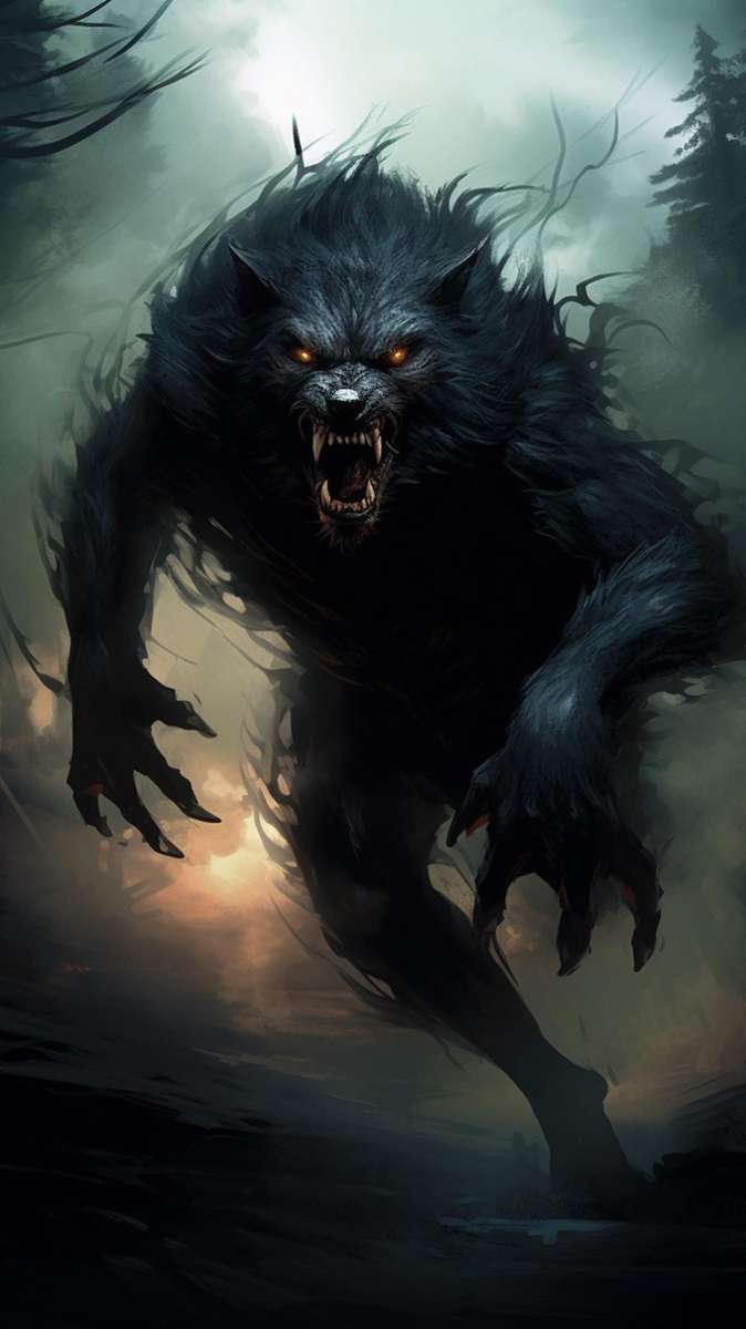 Werwolf: Bei Vollmond verwandelt ein von einem Werwolf Gebissener selbst in eine reißende Bestie, halb Mensch halb Wolf. Das Phänomen gehört zu den Wertieren, die sich weltweit in Religionen und Mythologien finden