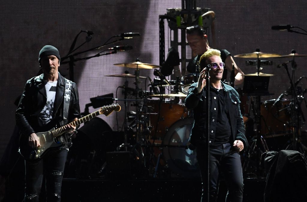 U2 in Berlin. The Edge, Larry Mullen, Bono