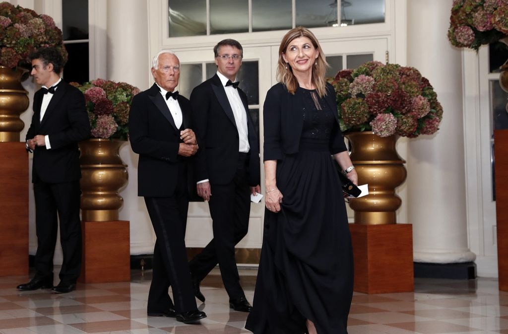 Auch der Mode-Designer Giorgio Armani (zweiter von links) und Giusi Nicolini, die Bürgermeisterin von Lampedusa, waren eingeladen.