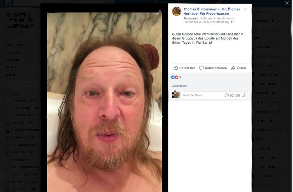 Thomas Hornauer hält über Facebook mit seinen Fans Kontakt – auch aus der Badewanne.