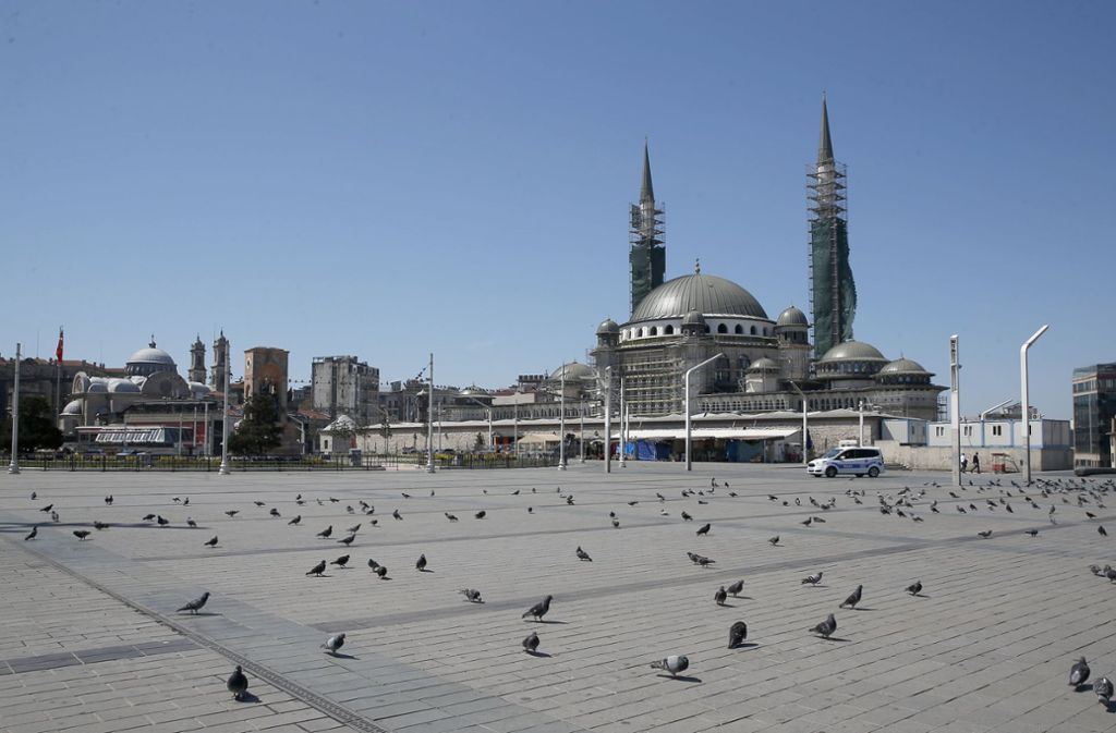 Der verlassene Taksim-Platz in Istanbul.