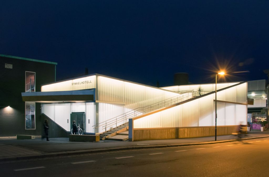Nicht so groß, aber auch schön: das Fahrradparkhaus in Lillestrøm. Es bietet Platz für knapp 400 Räder.