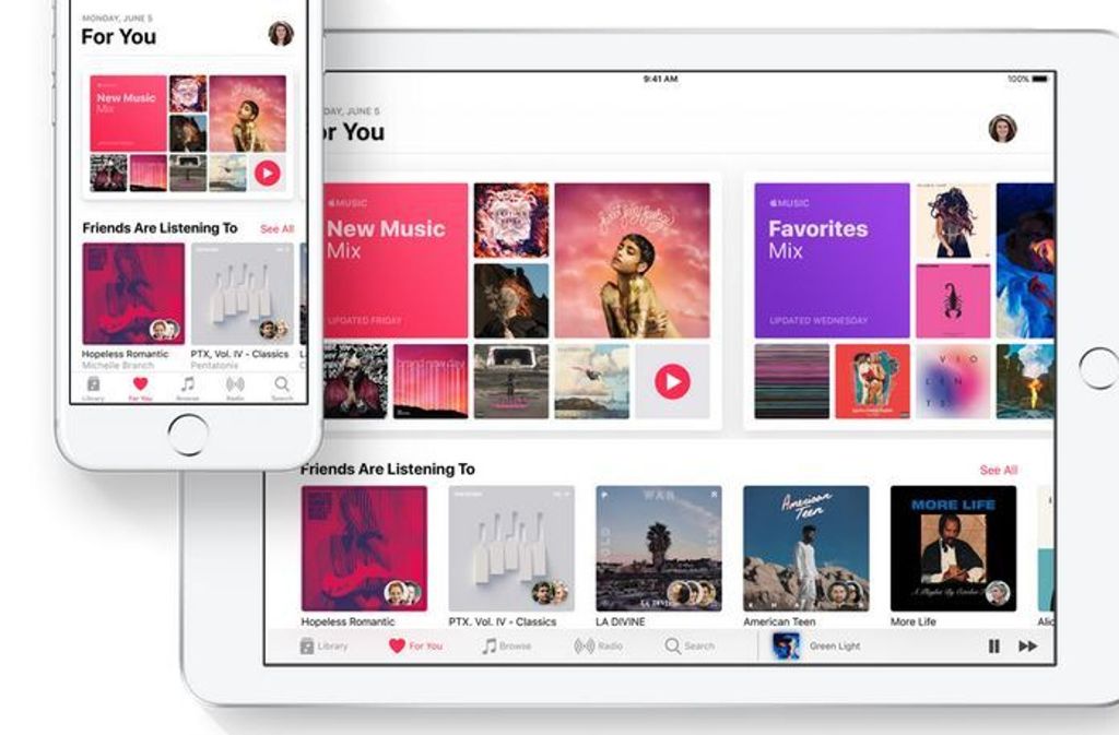 Apple Music wird mit dem neuen Betriebssystem zum sozialen Netzwerk. So zeigt die Software künftig auch Empfehlungen und Playlists von Freunden an.