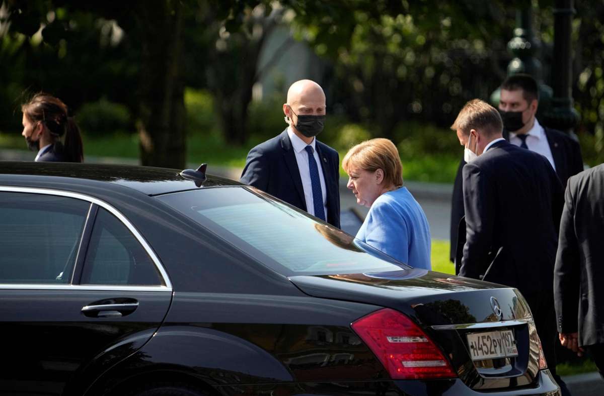 Bundeskanzlerin Angela Merkel ist am Freitag in Moskau. eingetroffen