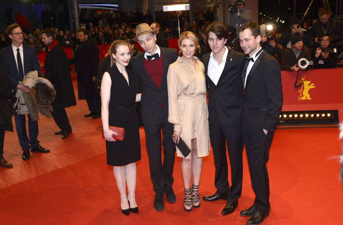 „Kreuzweg“ (2014): Anna Brüggemann, Dietrich Brüggemann, Franziska Weisz, Jochen Laube und Florian Stetter (von links) auf dem Roten Teppich der Berlinale