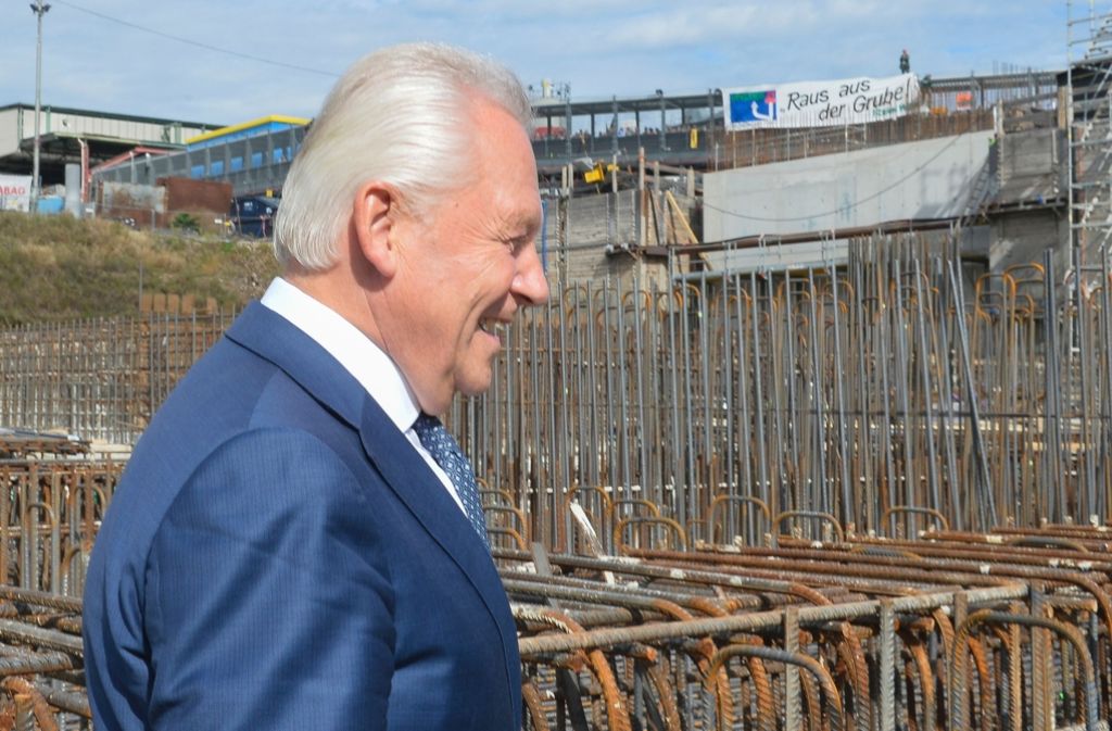 Bahnchef Rüdiger Grube bei der offiziellen Grundsteinlegung zum Milliardenprojekt Stuttgart 21
