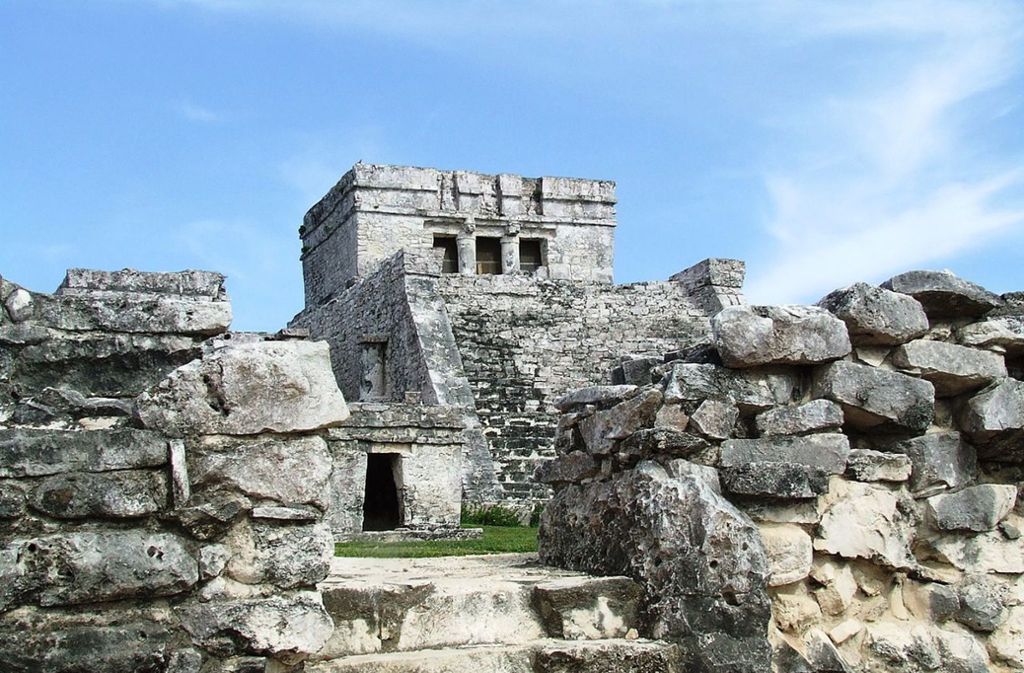 Archäologische Stätte Tulum an der Karibikküste von Mexiko im Bundesstaat Quintana Roo.