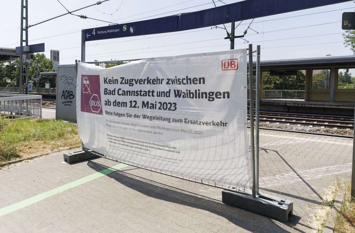 Noch bis zum 9. Juni ist die Strecke von Bad Cannstatt nach Waiblingen wegen der Baustelle gesperrt.