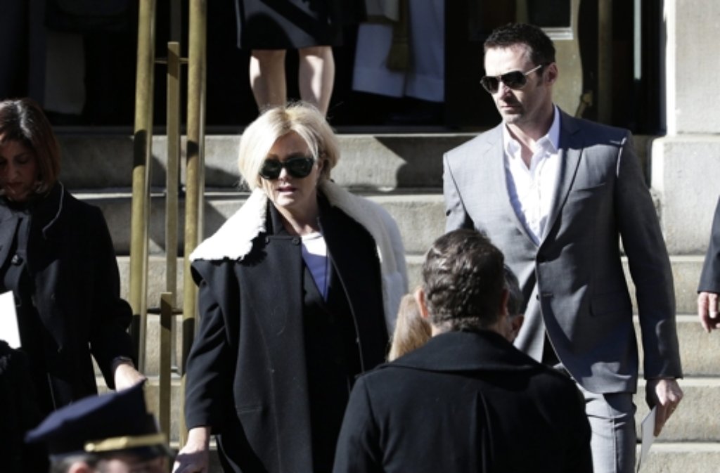Auch der australische Schauspieler Hugh Jackman kam mit seiner Frau Deborra-Lee Furness zur Beerdigung von Oscar de la Renta.