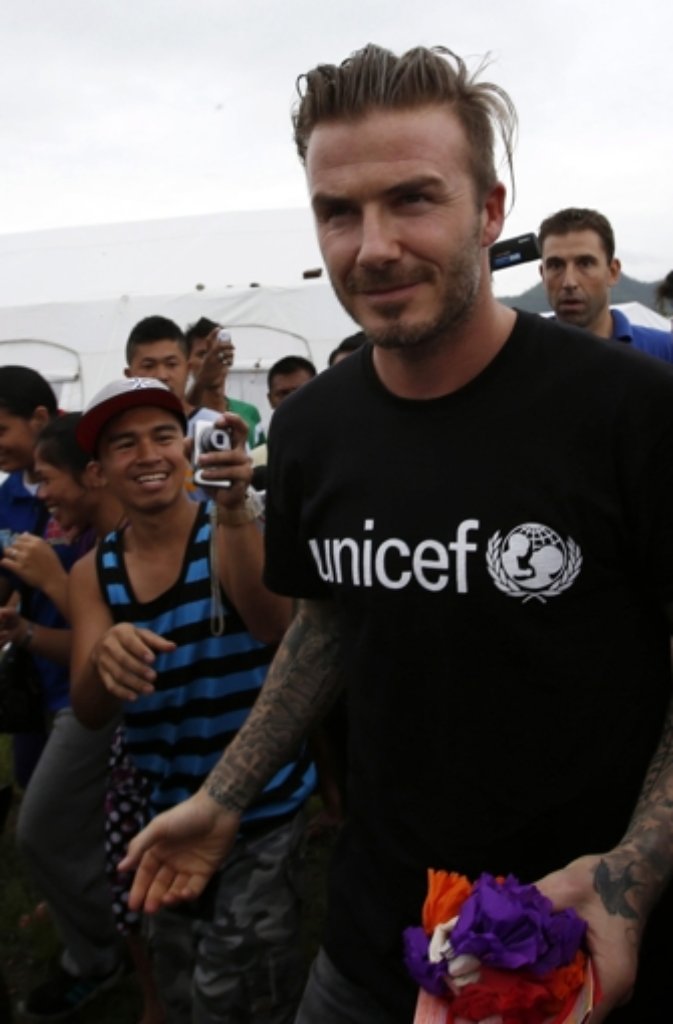 Seit 2005 reist der frühere Fußballstar David Beckham für das Kinderhilfswerk Unicef durch die Welt.