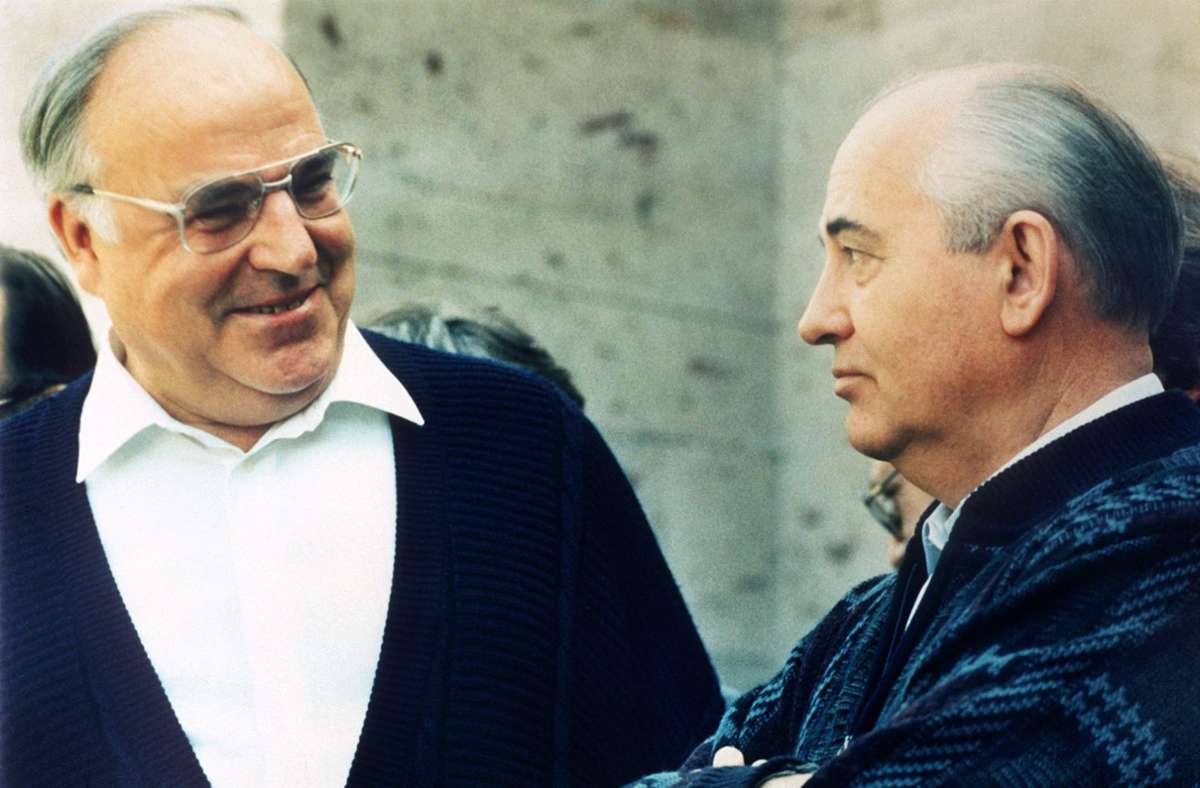 Der deutsche Kanzler Helmut Kohl und der damalige Sowjet-Präsident Gorbatschow