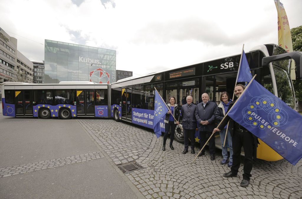 Auch die SSB machen mit einem Bus Werbung für die Europawahl am 26. Mai.