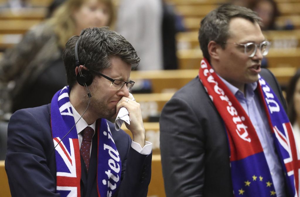 Abschiedsschmerz im Europaparlament: Bei manchen Abgeordneten flossen sogar Tränen.