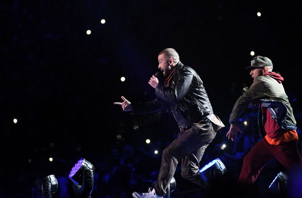 In der Halbzeitpause begeisterte US-Entertainer Justin Timberlake das Publikum.