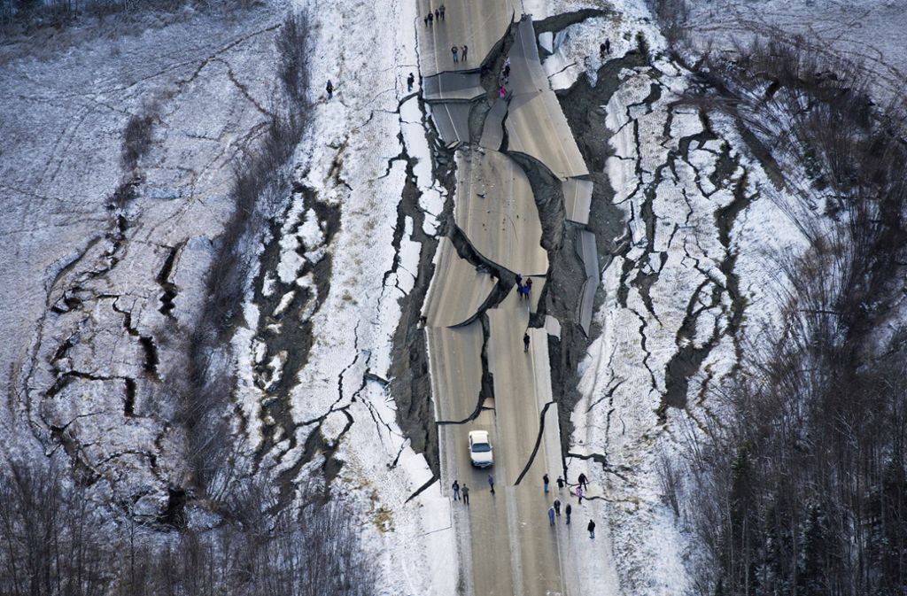 Schäden nach dem schweren Erdbeben in Alaska.