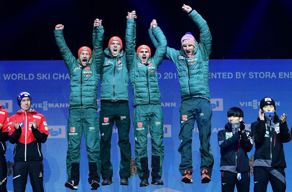 Die deutschen Skispringer feiern – andere Stars hatten dazu noch keine Gelegenheit.