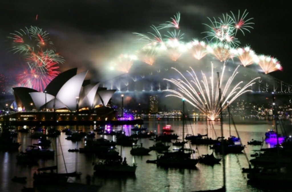 Vor der Kulisse des Hafens von Sydney wurde das Neue Jahr mit einem Feuerwerk begrüßt.