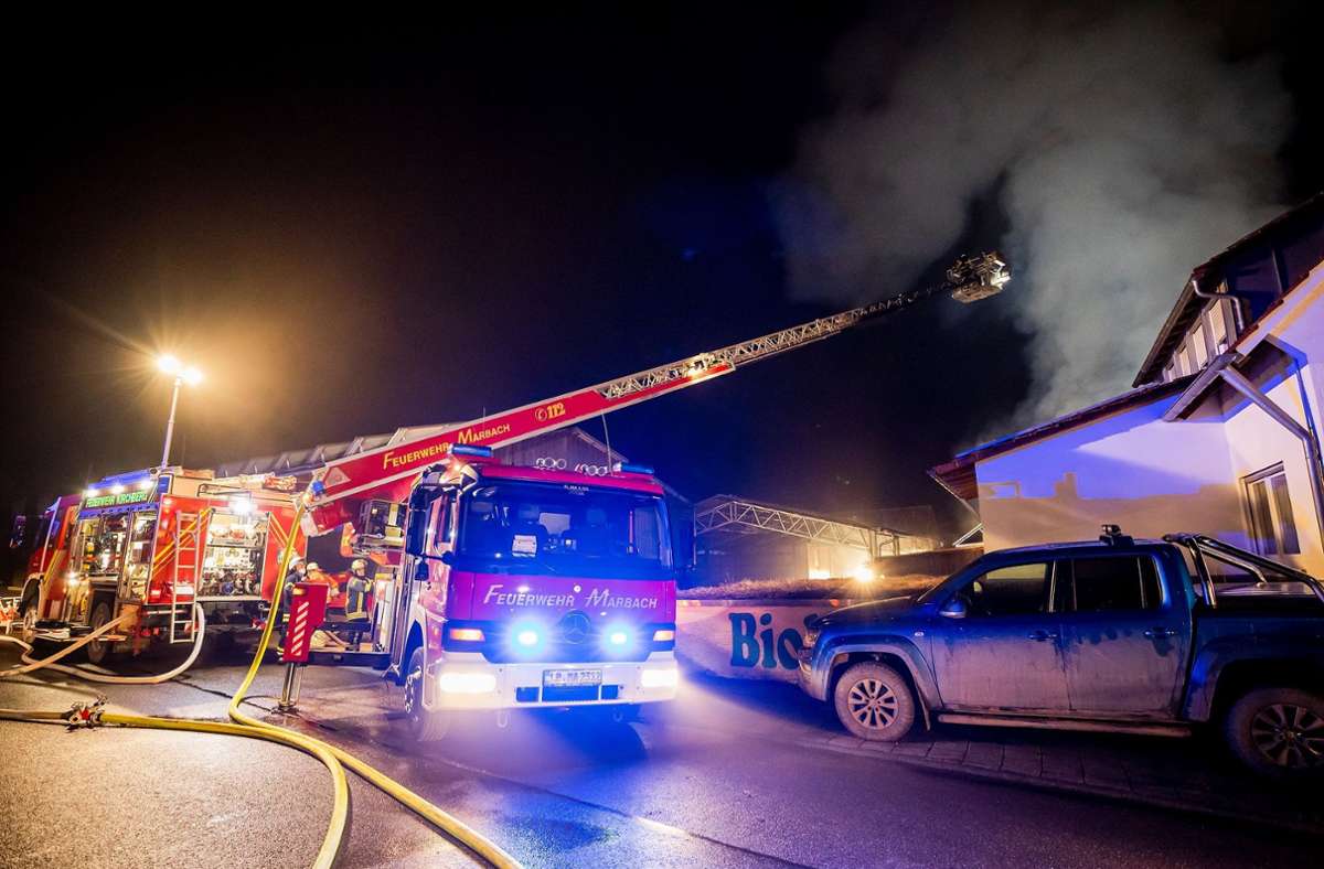 Feuerwehren aus Kirchberg, Marbach und Backnang waren im Einsatz.